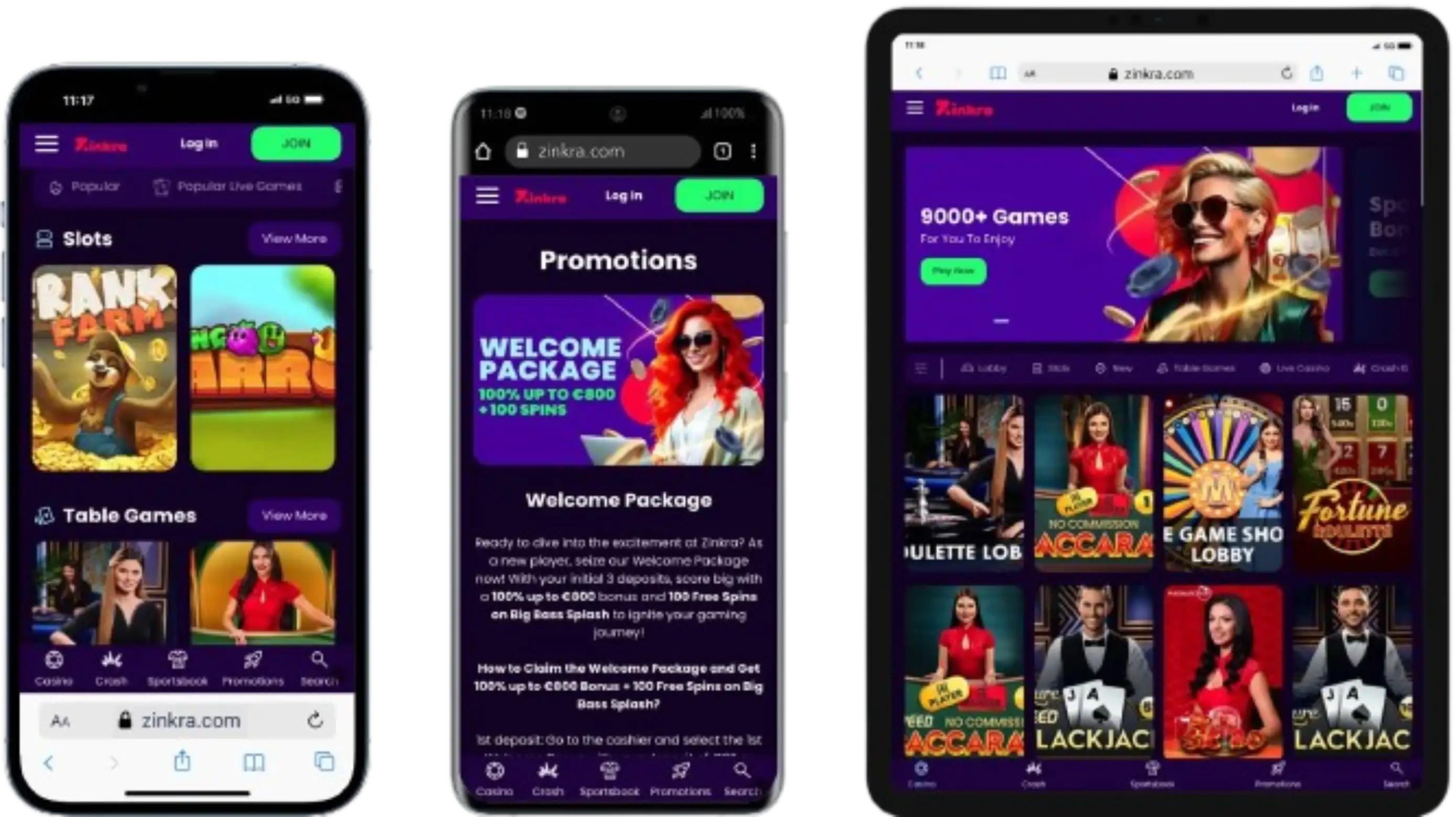 Zinkra Casino App-Screenshot
